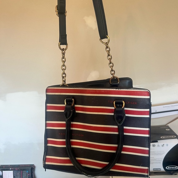 Tommy Hilfiger Red and Black Striped Tote - Picture 4 of 6